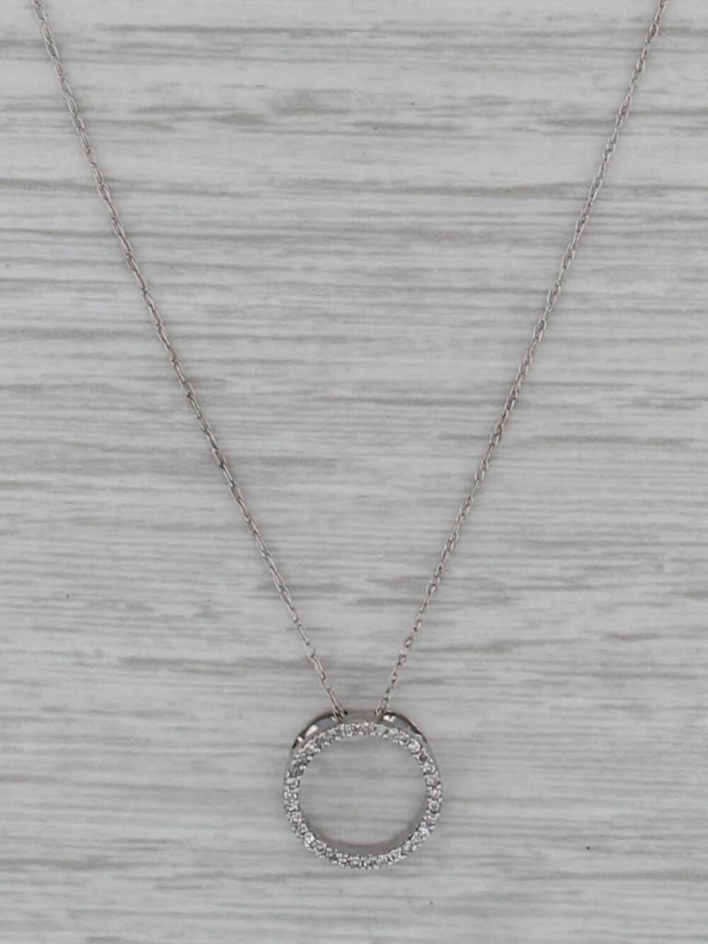 0.10ctw Diamond Eternity Pendant Necklace 14k White Gold 19.25" Rope Chain